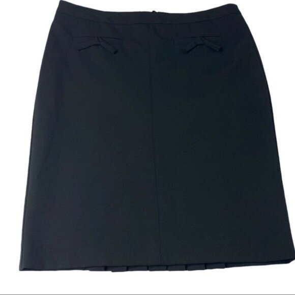 Trina Turk Women's Black Accent Bow Pleated Minimalist Pencil Skirt 4/W31 - Picture 5 of 10